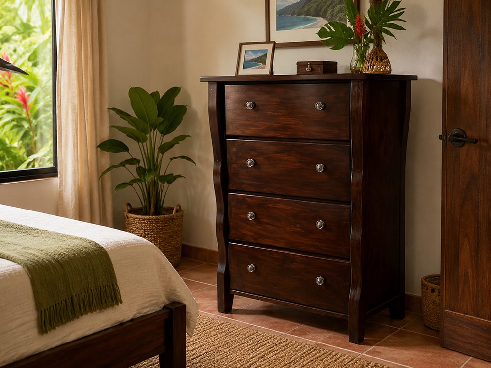 Cómoda de madera hecha a la medida por UnoTico™ en un dormitorio